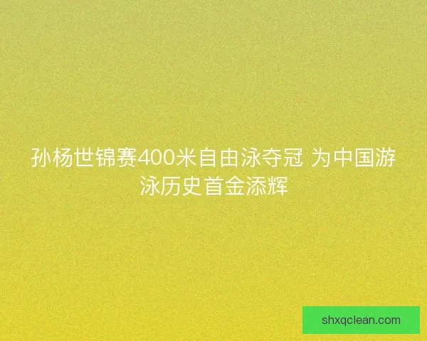 孙杨世锦赛400米自由泳夺冠 为中国游泳历史首金添辉